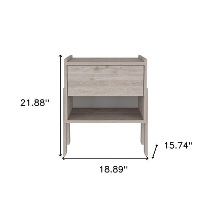 22" Light Gray Wood One Drawer Nightstand