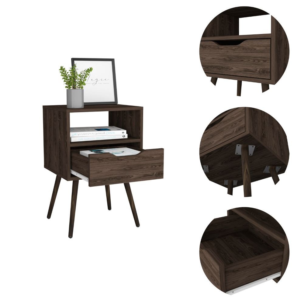 25" Wood One Drawer Nightstand