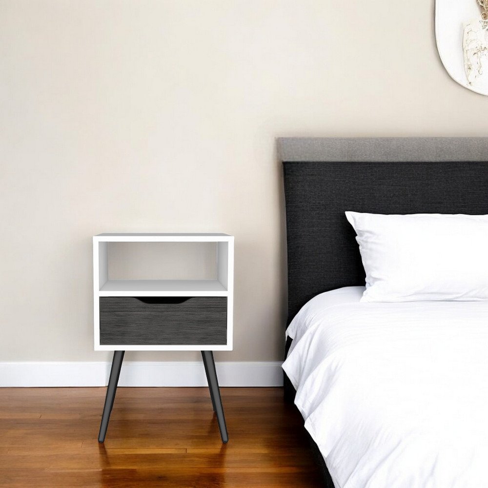 25" Wood One Drawer Nightstand