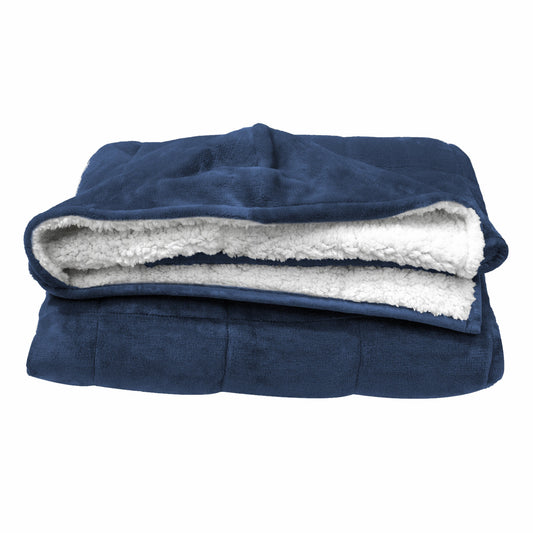 50" X 60" Navy Blue Plain Weave Polyester PlushWeighted Throw Blanket