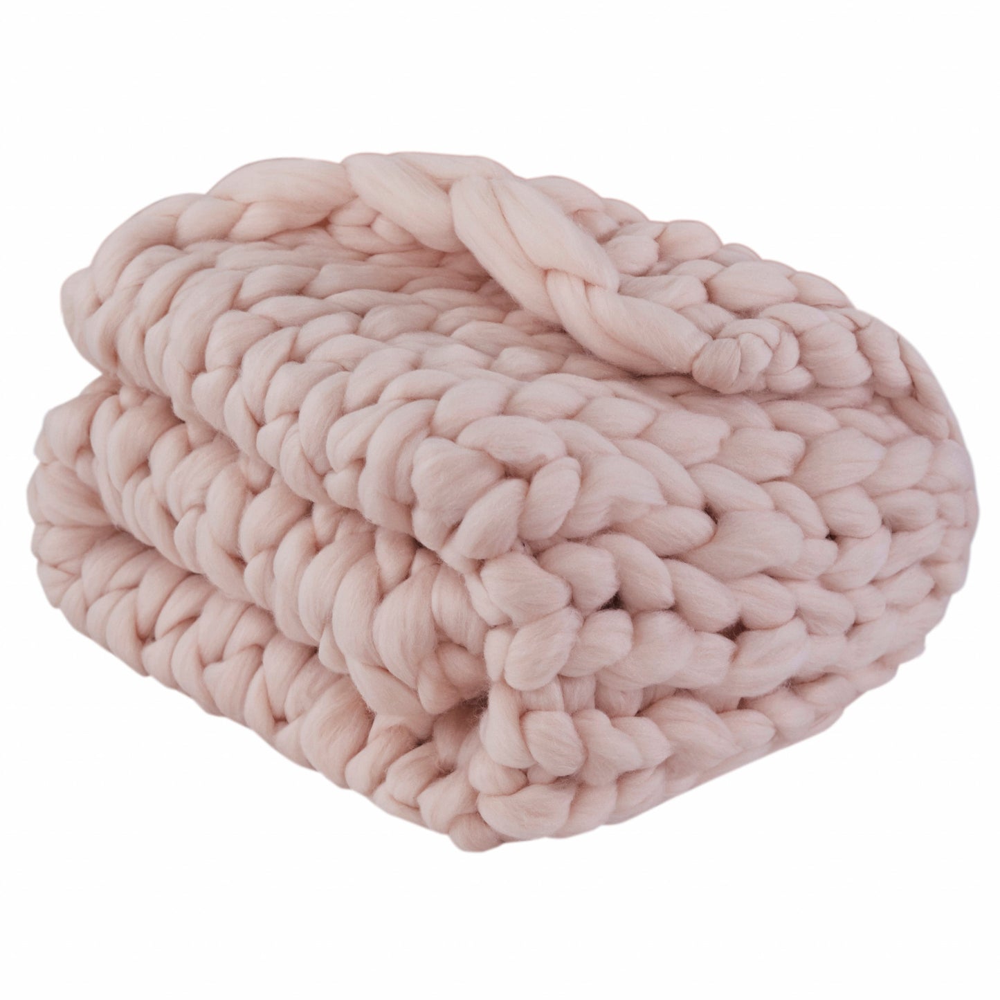 50" X 60" Pink Chunky Knit Polyester Throw Blanket