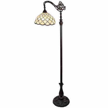 62" Brown And White Floor Lamp With White Glass Bowl Shade