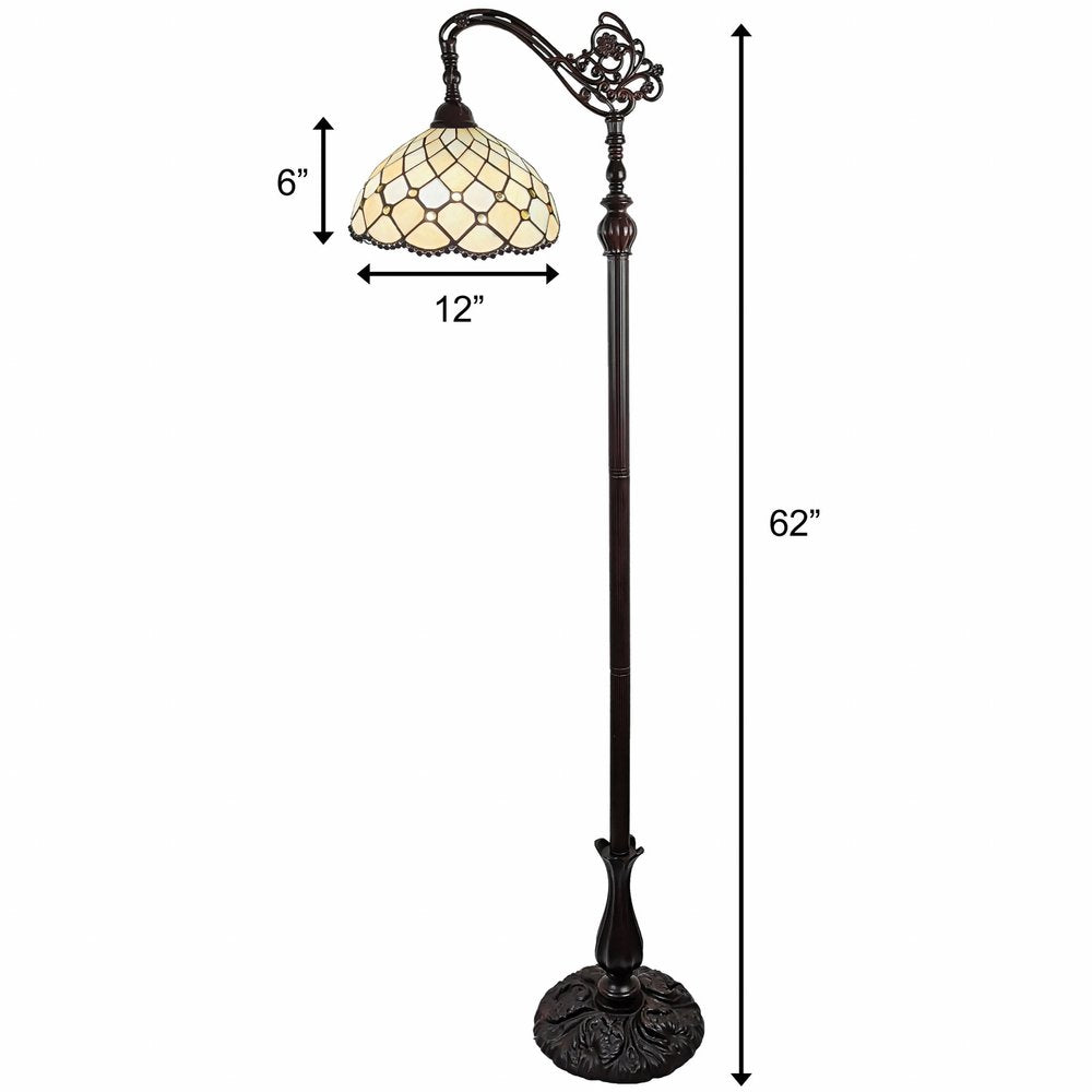 62" Brown And White Floor Lamp With White Glass Bowl Shade