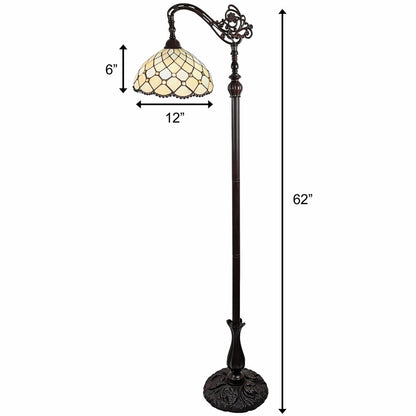 62" Brown And White Floor Lamp With White Glass Bowl Shade