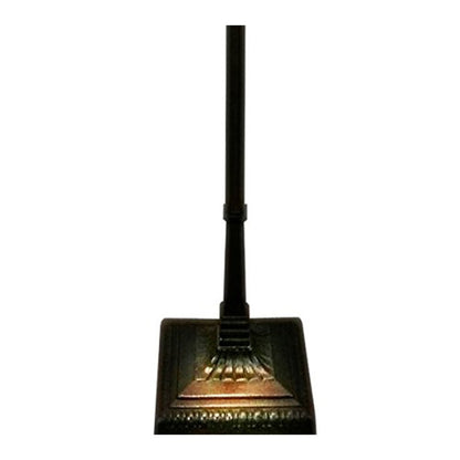 62" Espresso Two Light Torchiere Floor Lamp With Blue Flowers Glass Cone Shade