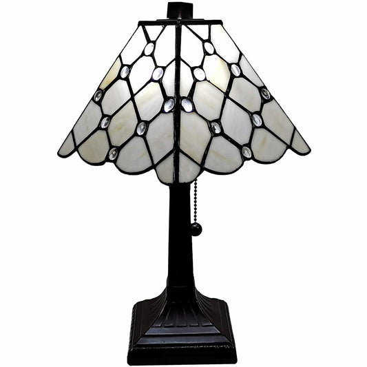 15" Dark Brown Metal Candlestick Table Lamp With White Empire Shade