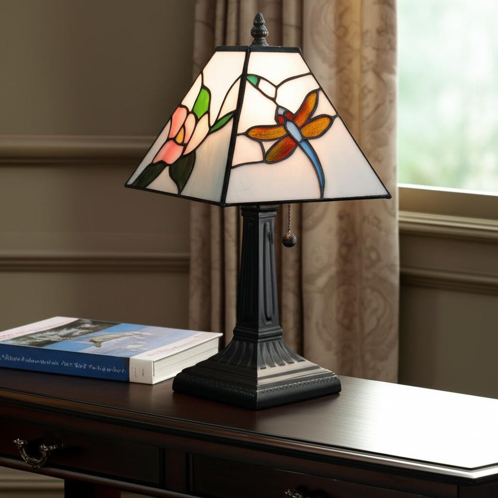 15" Dark Brown Metal Candlestick Table Lamp With White Empire Shade