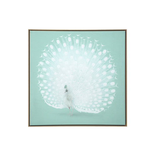 White Peacock Gold Floater Frame p-Oxybis(benzenesulfonyl hydrazide) Wall Art