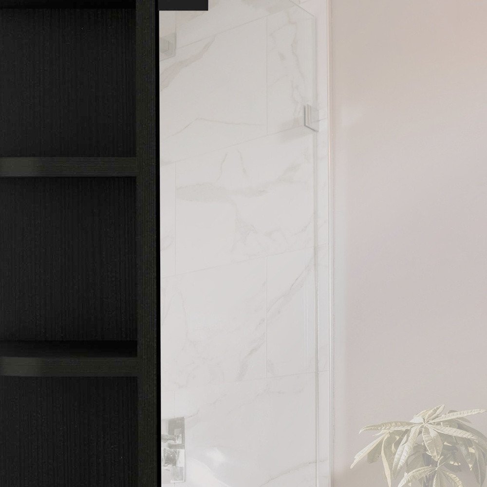 24" Black Wood Floating Bathroom Vanity