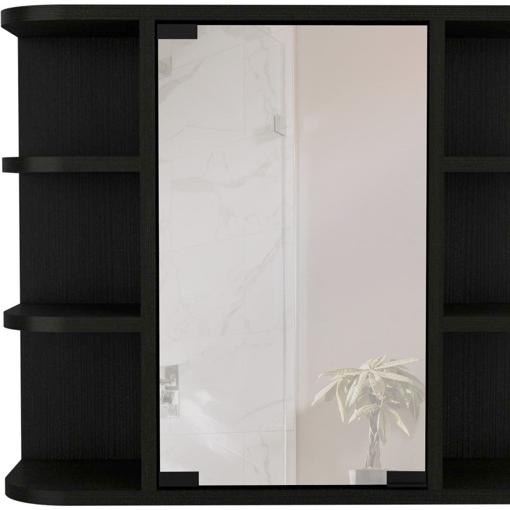 24" Black Wall Mounted Bathroom Cabinet With Six Shelves