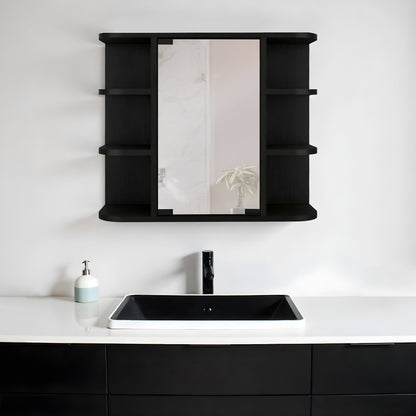 24" Black Wood Floating Bathroom Vanity