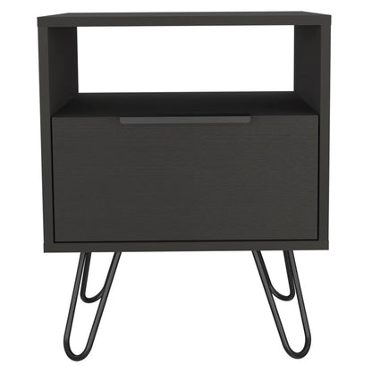 22" Black Wood Nightstand