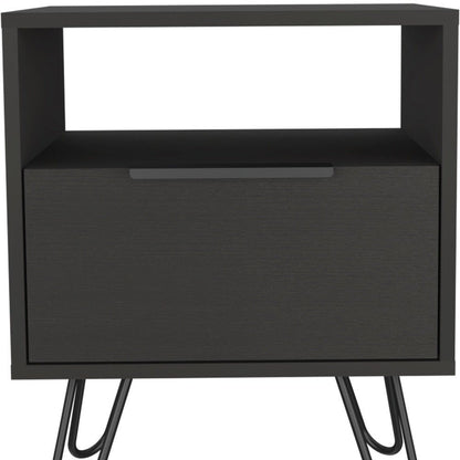 22" Black Wood Nightstand
