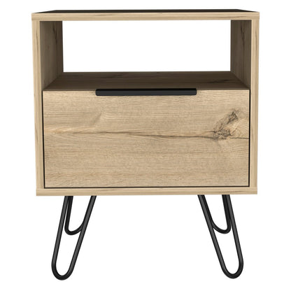 22" Oak Wood One Drawer Nightstand