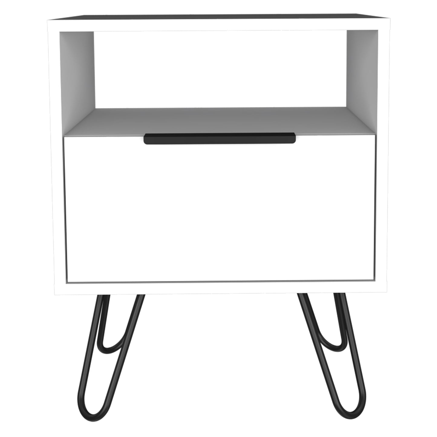 22" White Faux Wood Nightstand With Storage