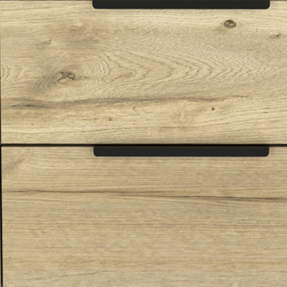 22" Oak Wood Two Drawer Nightstand