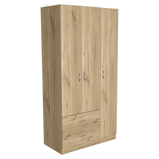 71" Brown Wood Three Door Two Drawer Combo Dresser