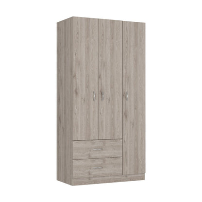 71" Light Gray Wood Three Door Two Drawer Combo Dresser