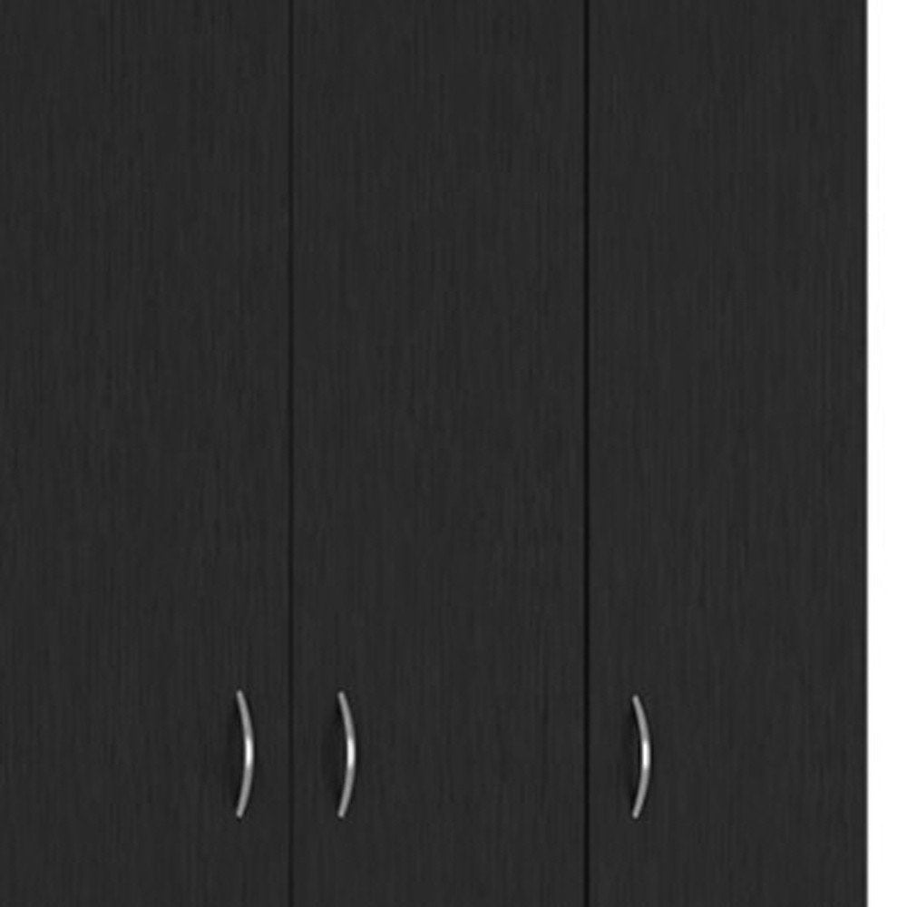 71" Black Wood Two Drawer Combo Dresser
