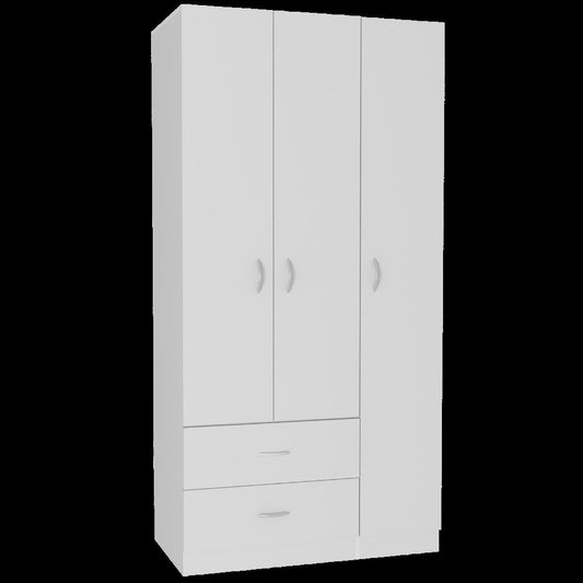 71" White Wood Two Drawer Combo Dresser