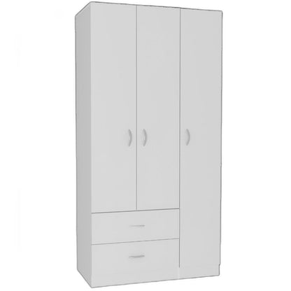71" White Wood Three Door Two Drawer Combo Dresser