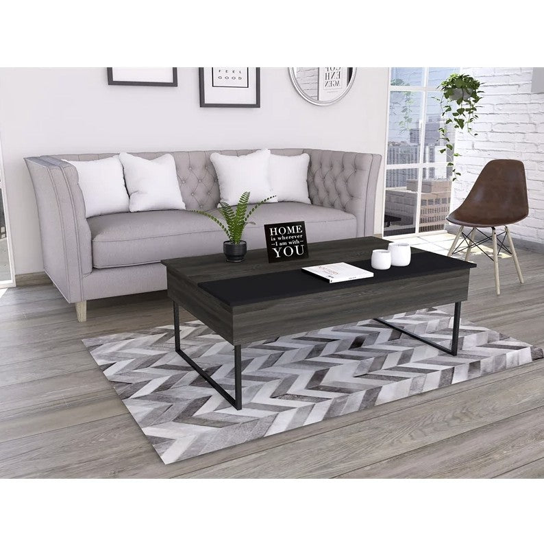 49" Black Manufactured Wood Rectangular Lift Top Coffee Table