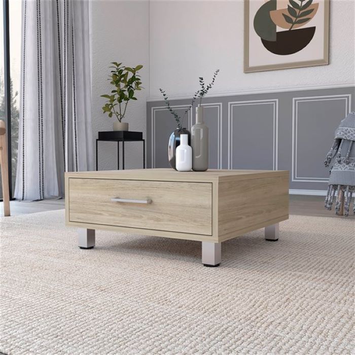 24" Beige And Light Gray Coffee Table