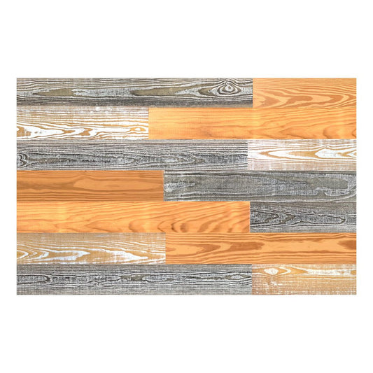 5" x 48" Thermo Treated Gold Whitewash and Gray Mixed Color Wood Wall Plank Set