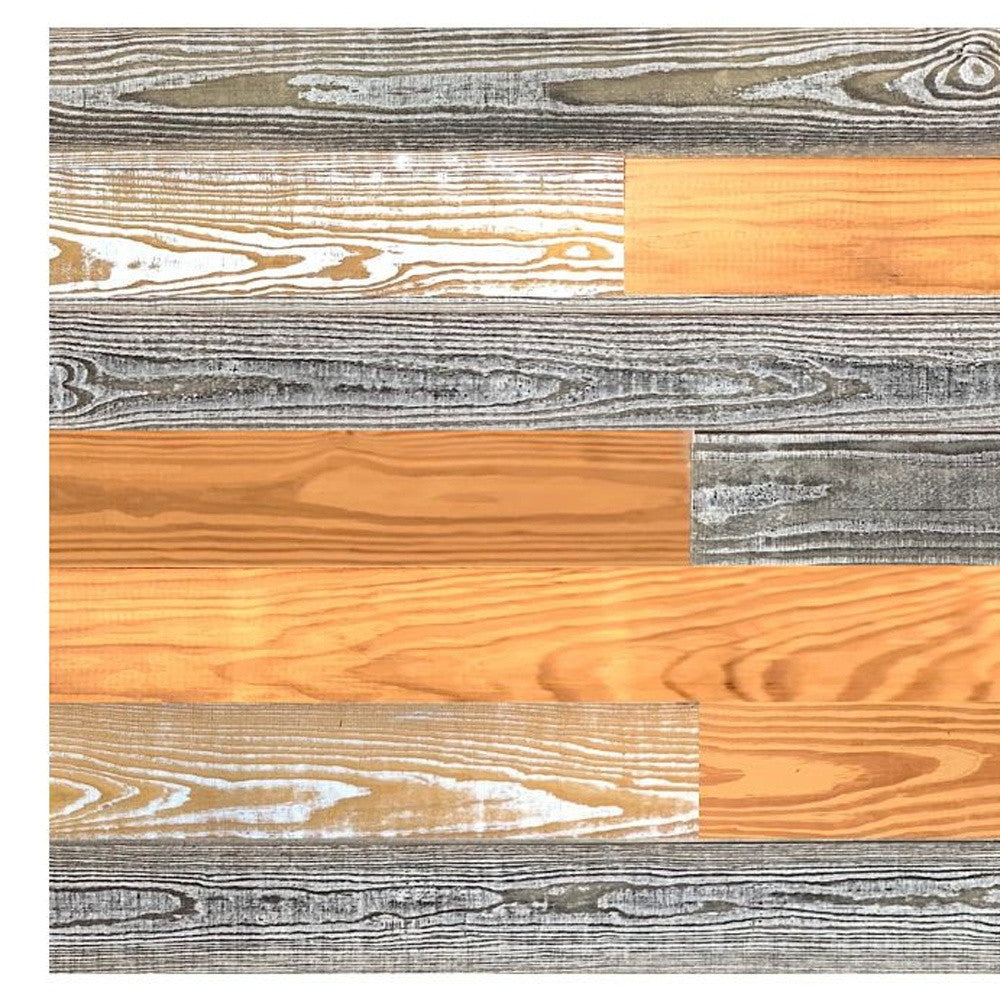 5" x 48" Thermo Treated Gold Whitewash and Gray Mixed Color Wood Wall Plank Set