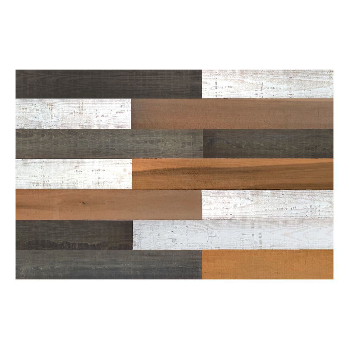 5" x 48" Thermo Treated Brown Black and White Whitewash Mixed Color Wood Wall Plank Set