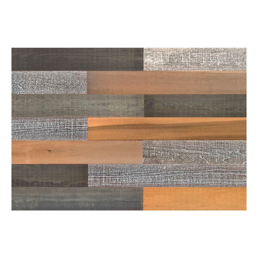 5" x 48" Thermo Treated Brown Black and Gray Mixed Color Wood Wall Plank Set