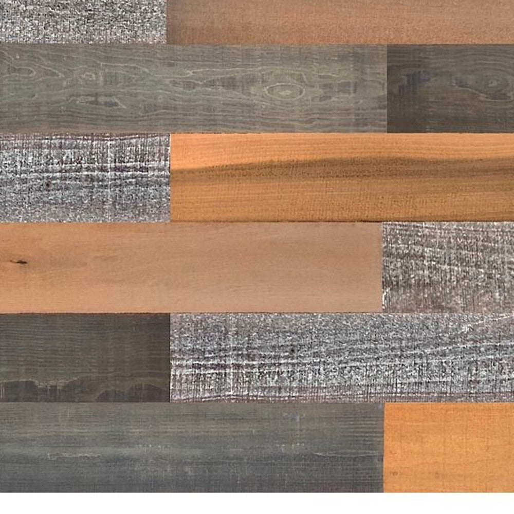 5" x 48" Thermo Treated Brown Black and Gray Mixed Color Wood Wall Plank Set