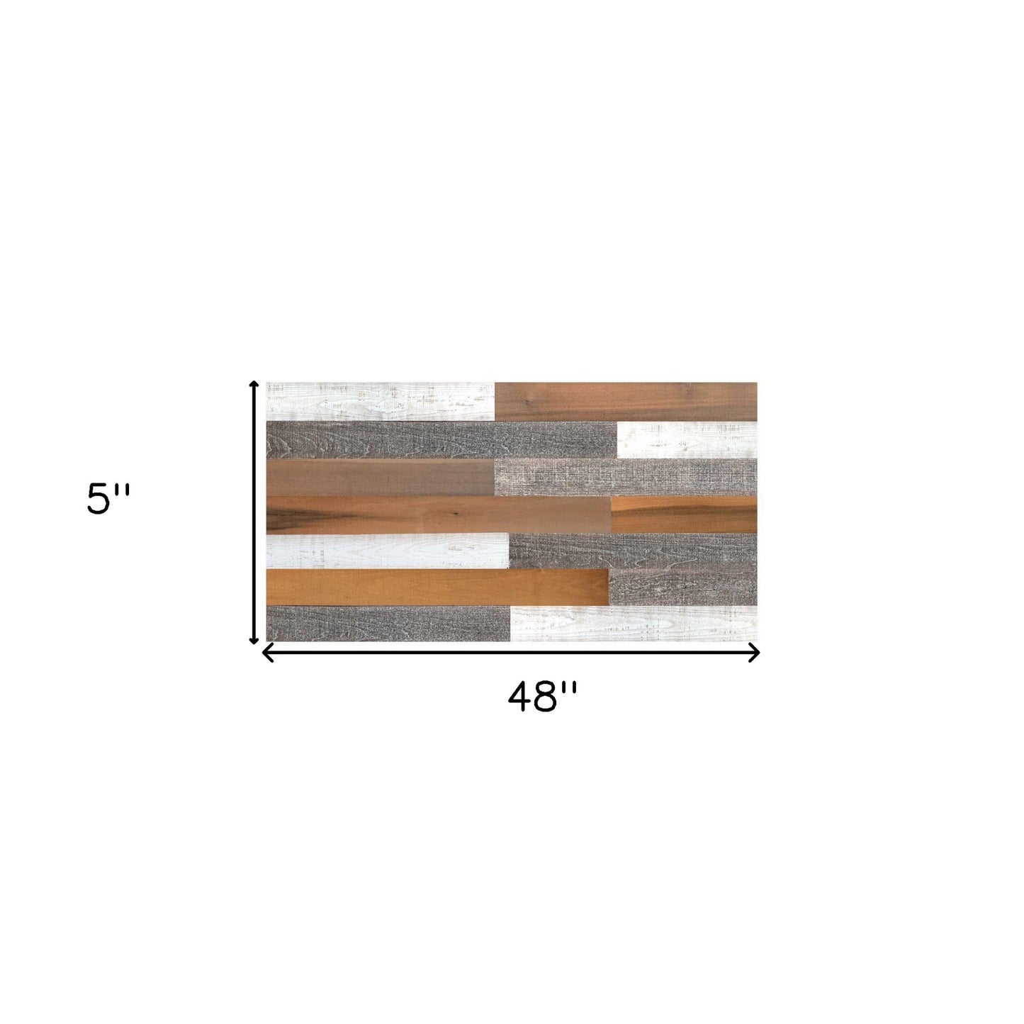 5" x 48" Thermo Treated Brown White and Gray Mixed Color Wood Wall Plank Set