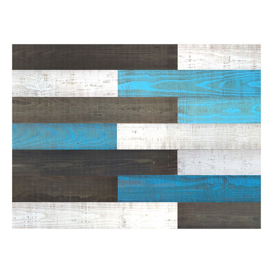 5" x 48" Thermo Treated Black White and Aqua Mixed Color Wood Wall Plank Set