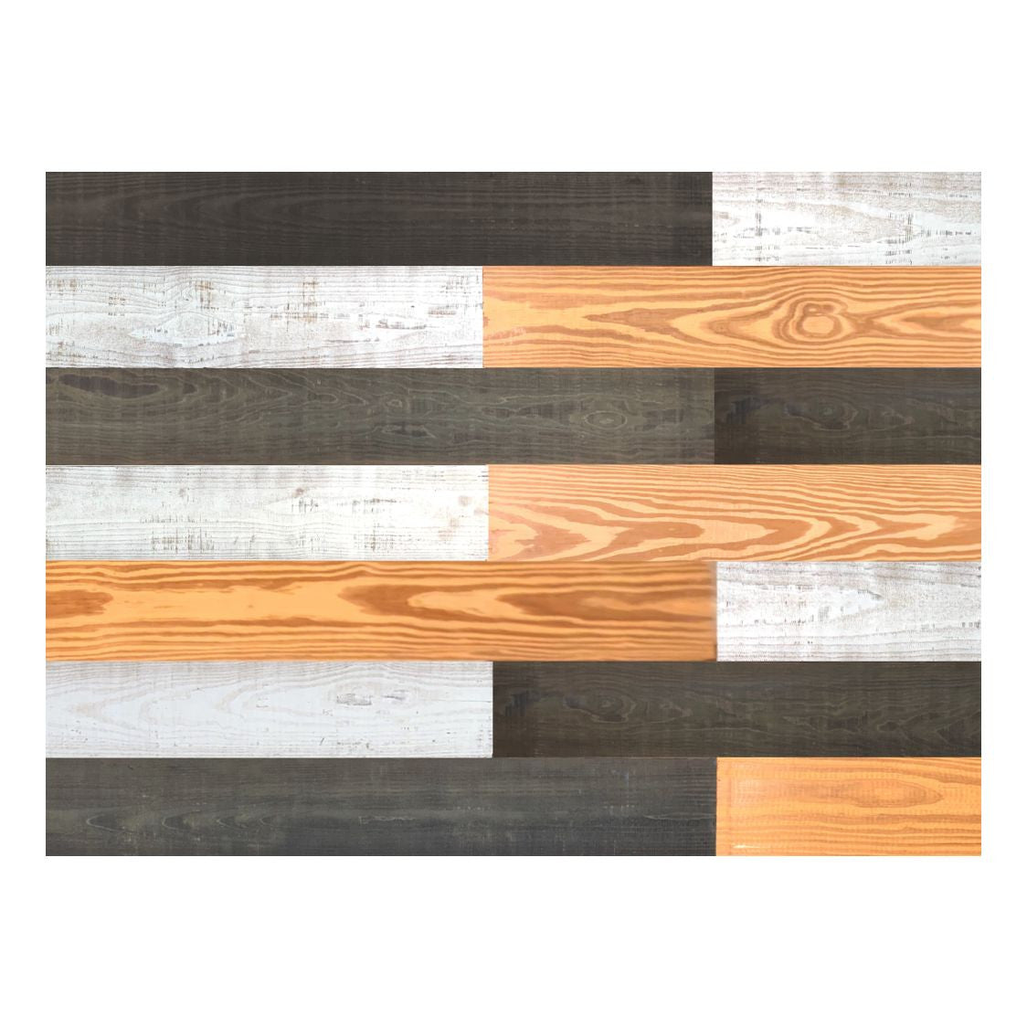 5" x 48" Thermo Treated Gold Black and White Mixed Color Wood Wall Plank Large Set
