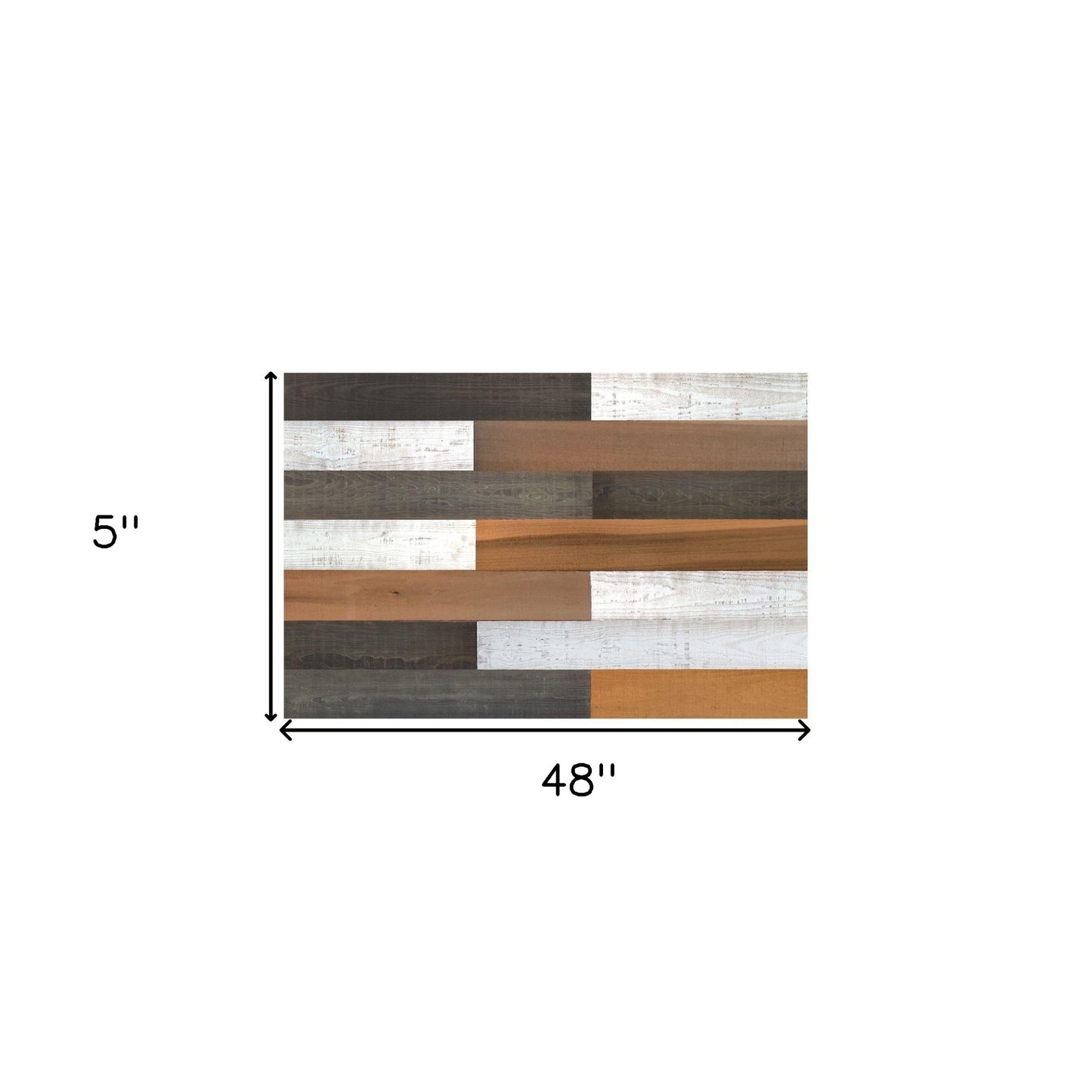 5" x 48" Thermo Treated Brown Black and White Whitewash Mixed Color Wood Plank Large Set