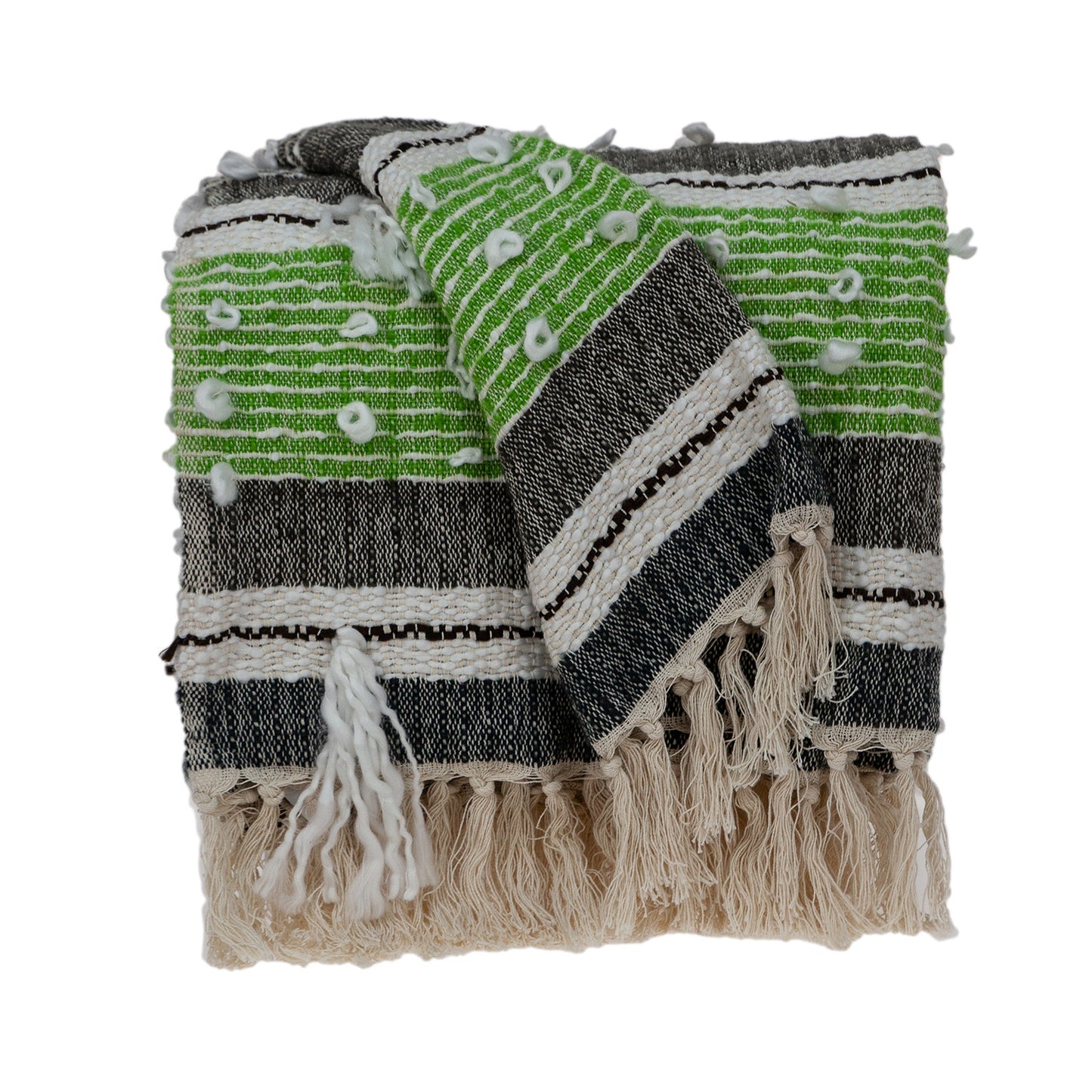 52" X 67" Beige and Black Woven Wool Throw Blanket