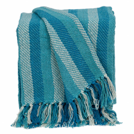 Parkland Collection Keena Transitional Blue 52" x 67" WOVEN HANDLOOM Throw