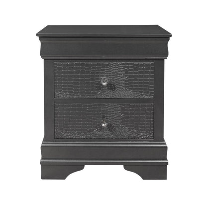 24" Gray Wood Shagreen Two Drawer Nightstand
