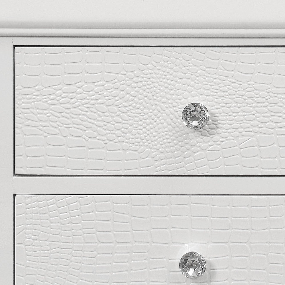 24" White Shagreen Two Drawer Solid Wood Nightstand