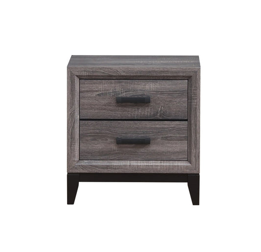 25" Gray Wood Two Drawer Nightstand