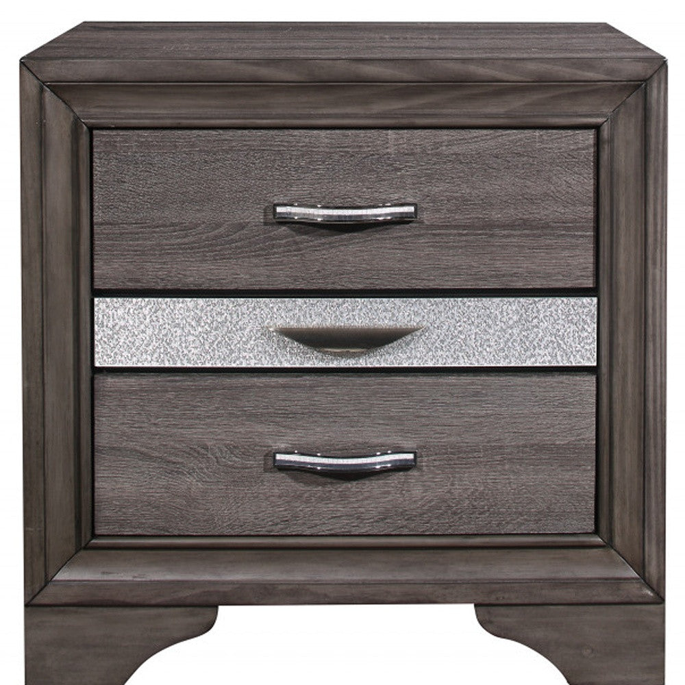 27" Gray Two Drawer Nightstand