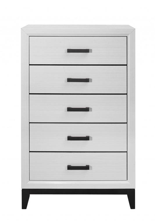 31" White Wood Five Drawer Standard Chest