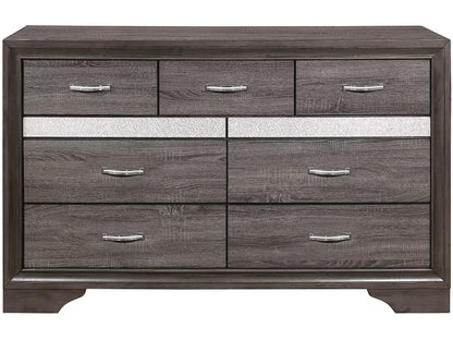 62" Grey Solid Wood Nine Drawer Double Dresser