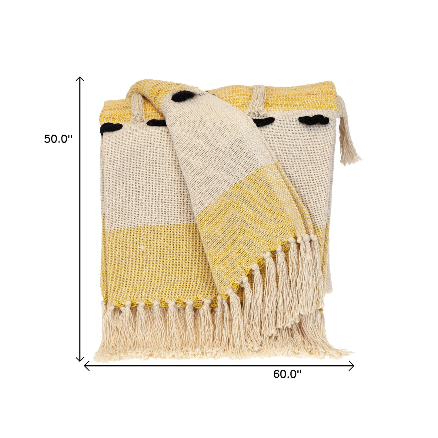 Yellow Woven Cotton Abstract Throw Blanket