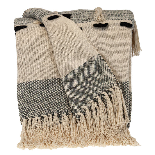 Gray Woven Cotton Abstract Throw Blanket