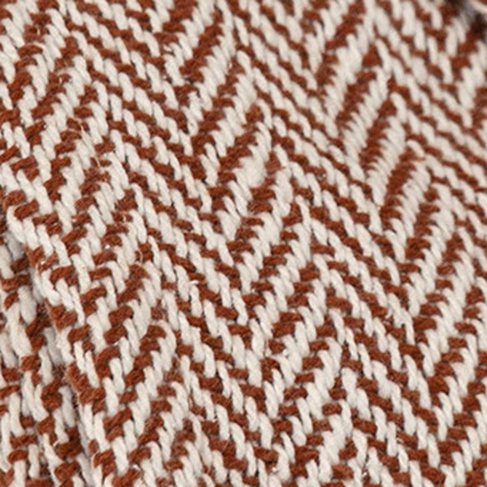 Burnt Orange Woven Cotton Abstract Throw Blanket