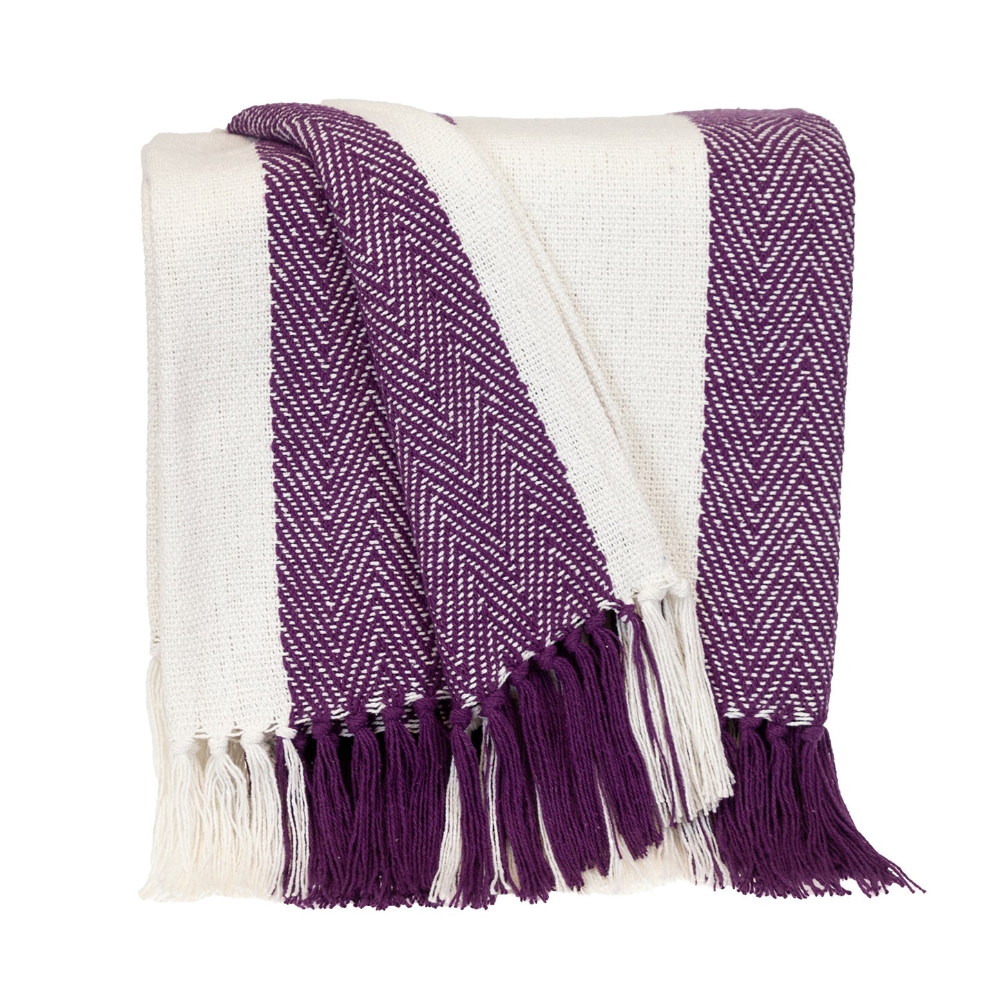 Purple Woven Cotton Throw Blanket