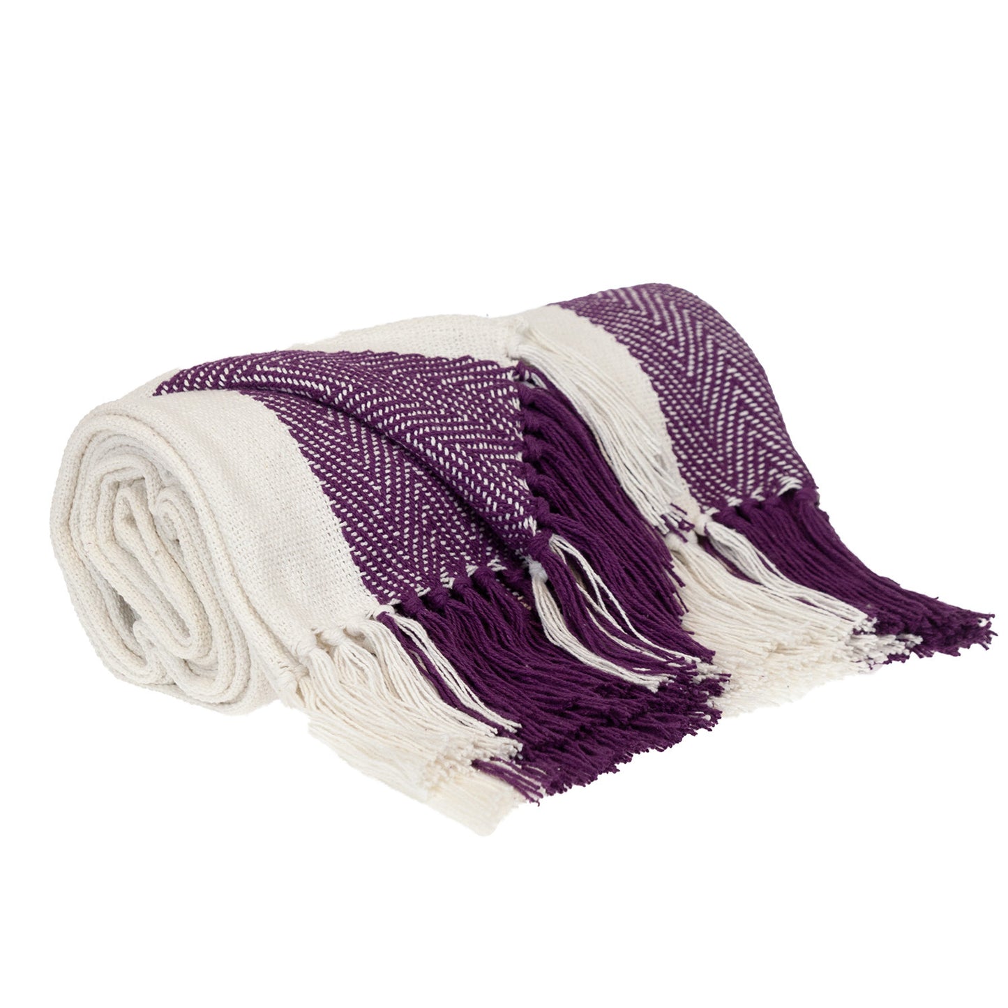 Purple Woven Cotton Throw Blanket