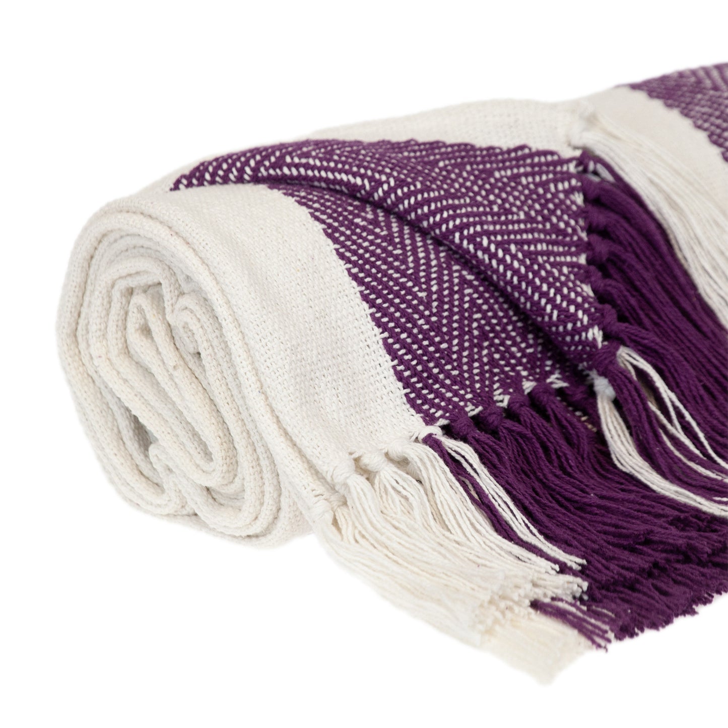 Purple Woven Cotton Throw Blanket